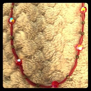 Betsey Johnson beaded ribbon necklace